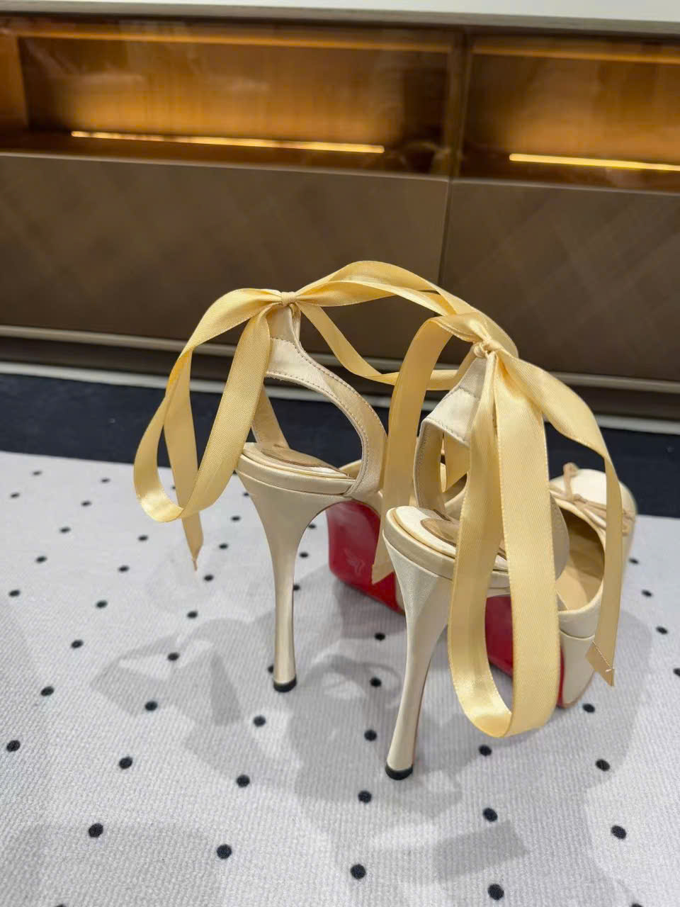 (1:1 replica) Christian Louboutin Cassia Satin Lace Up Heel Shoes 15.5cm