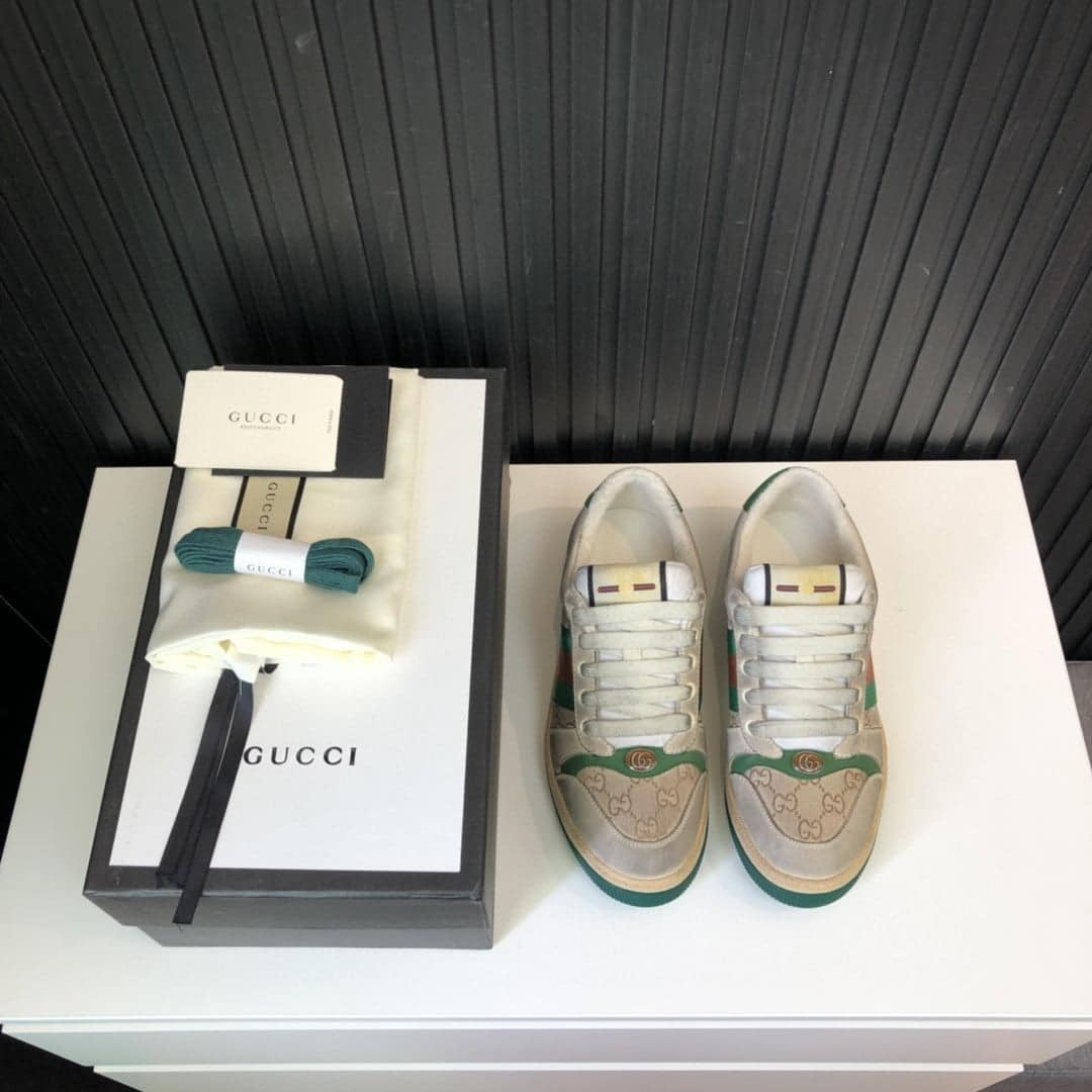 (1:1 replica) Gucci Women s GG Screener Distressed Green Orange For Women 570443 9Y920 9666