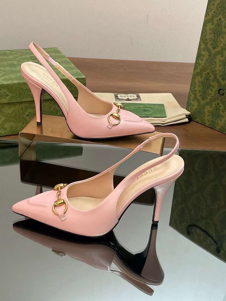 (1:1 replica) Gucci Horsebit Slingback Women s Shoes 10.5/4.5cm