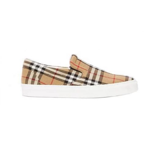 (1:1 replica) BURBERRY BIO-BASED SOLE LATTICED COTTON SLIP-ON SNEAKERS BBR024