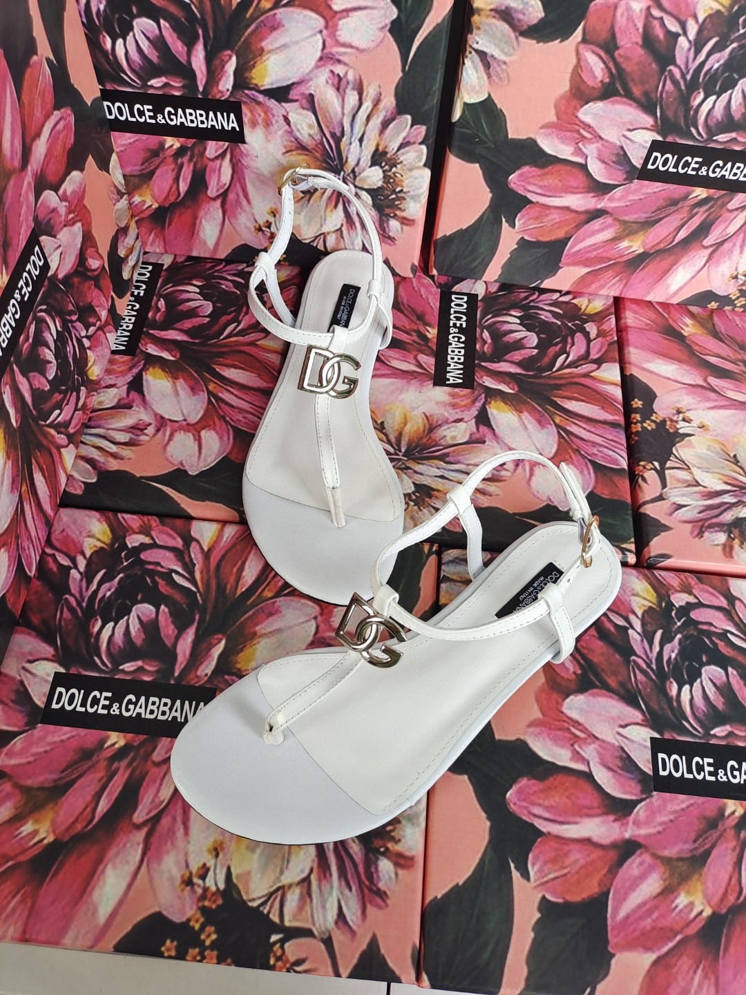 (1:1 replica) Dolce Gabbana Nappa DG Sandals White For Women DG Shoes