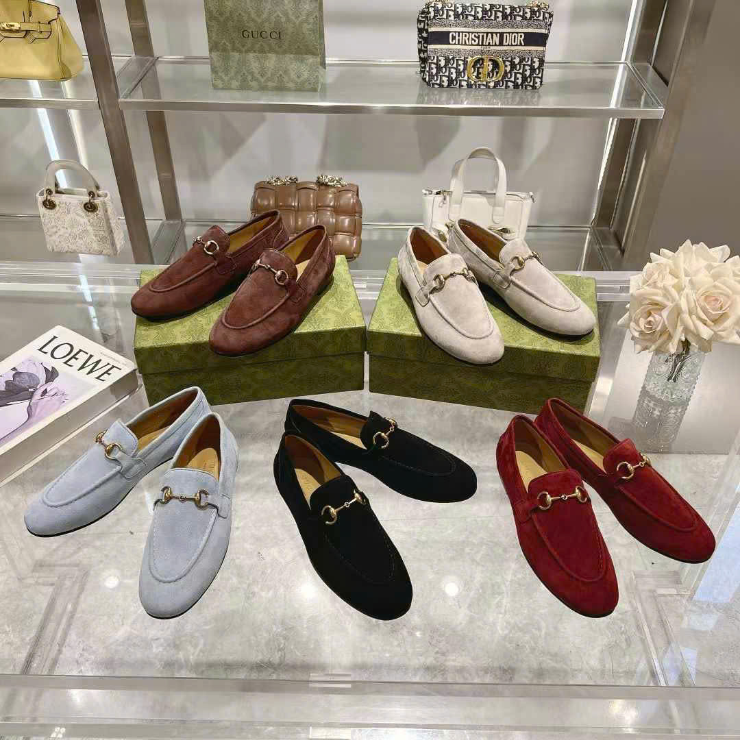 (1:1 replica) Gucci Horsebit Suede Leather Women s Loafer Shoes