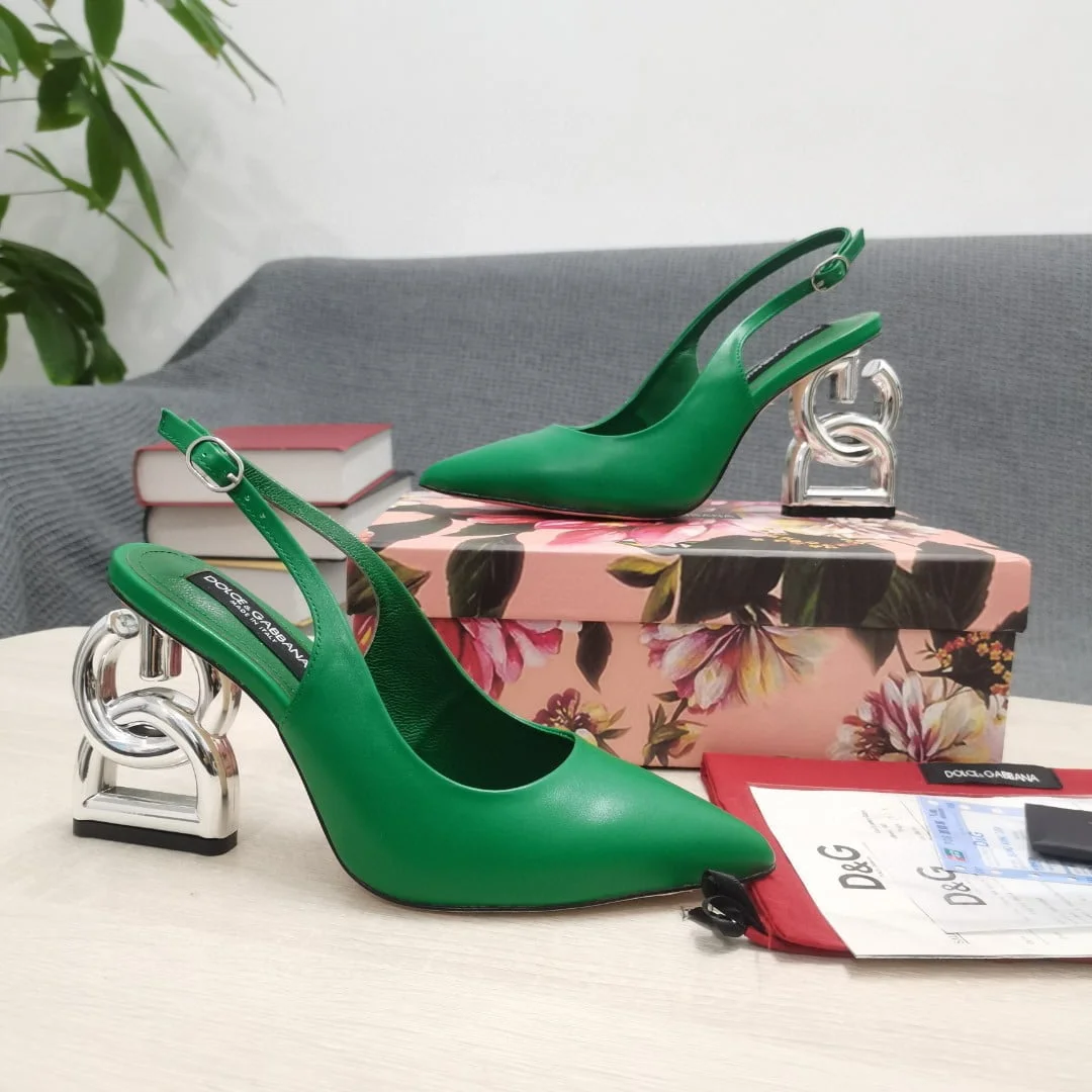 (1:1 replica) Dolce Gabbana Satin Sandals With 3.5 Heel Green For Women DG Shoes