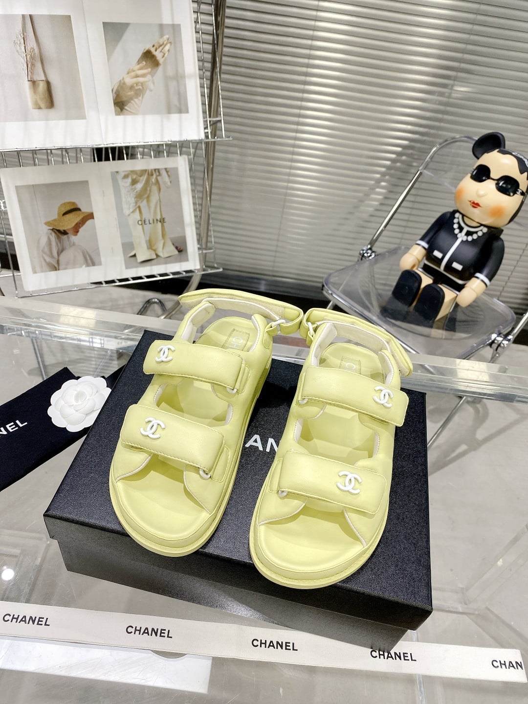 (1:1 replica) Chanel Women s Sandals With Chanel Logo Yellow For Women