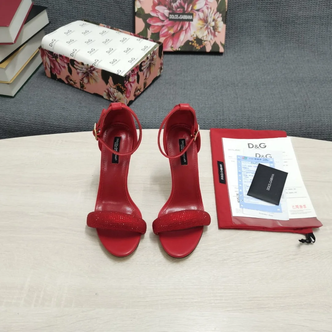 (1:1 replica) Dolce Gabbana Patent Sandals With Satin Red For Women DG Shoes