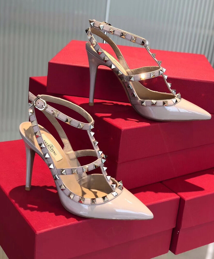 (1:1 replica) Valentino Garavani Patent Rockstud Caged Pump 100mm