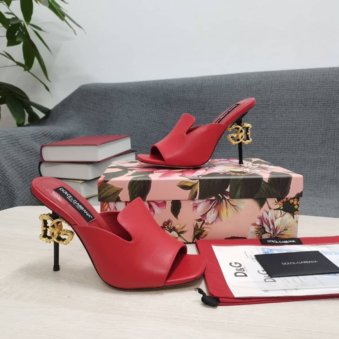 (1:1 replica) Dolce Gabbana Lguana-Print Mules Red For Women DG Shoes