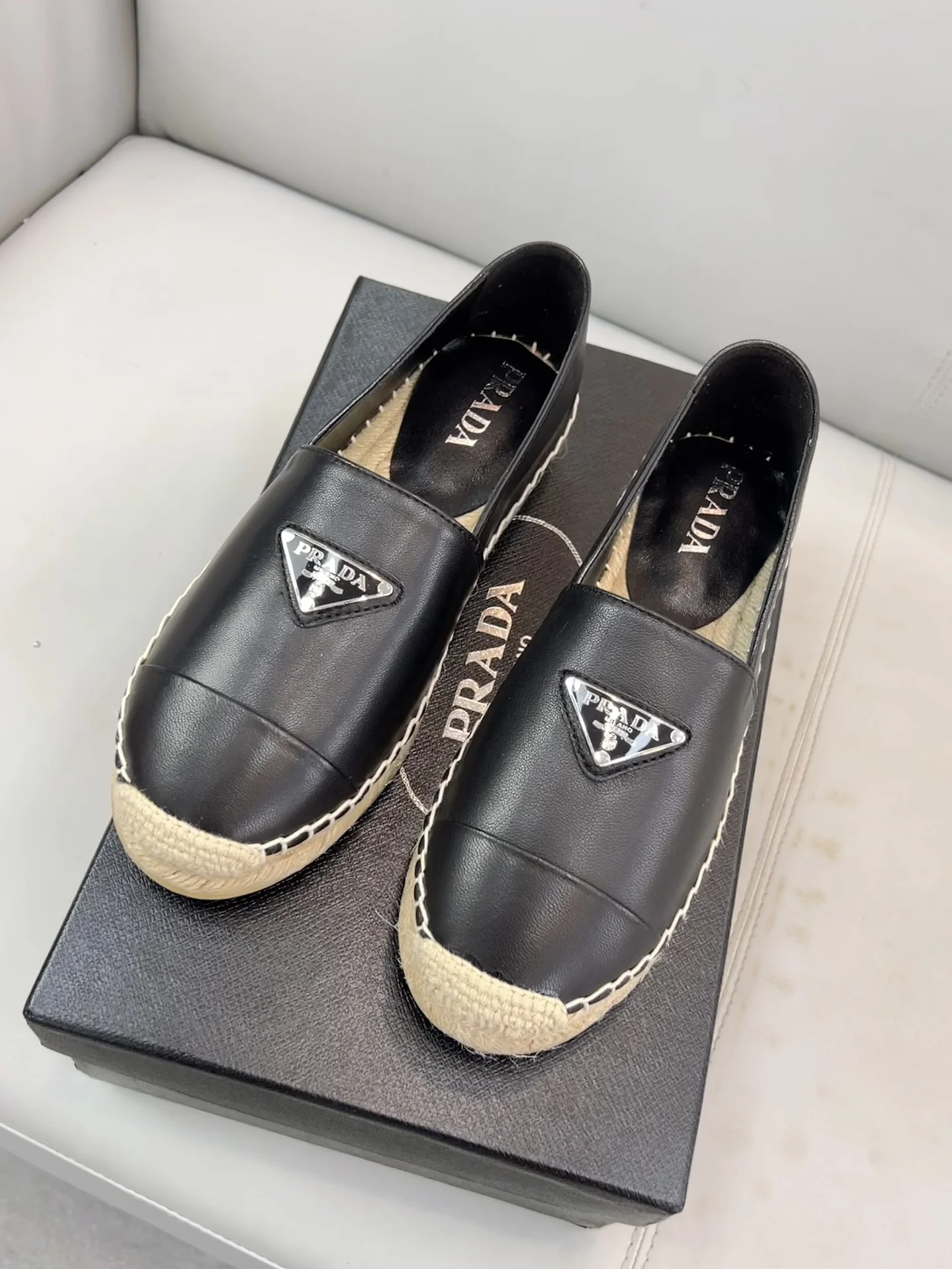 (1:1 replica) Prada Nappa Espadrillas Black For Women 0.8in/20mm PRD