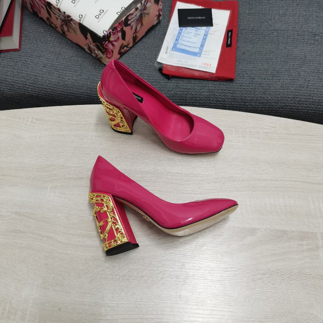 (1:1 replica) Dolce Gabbana Nappa Pumps Pink For Women DG Shoes