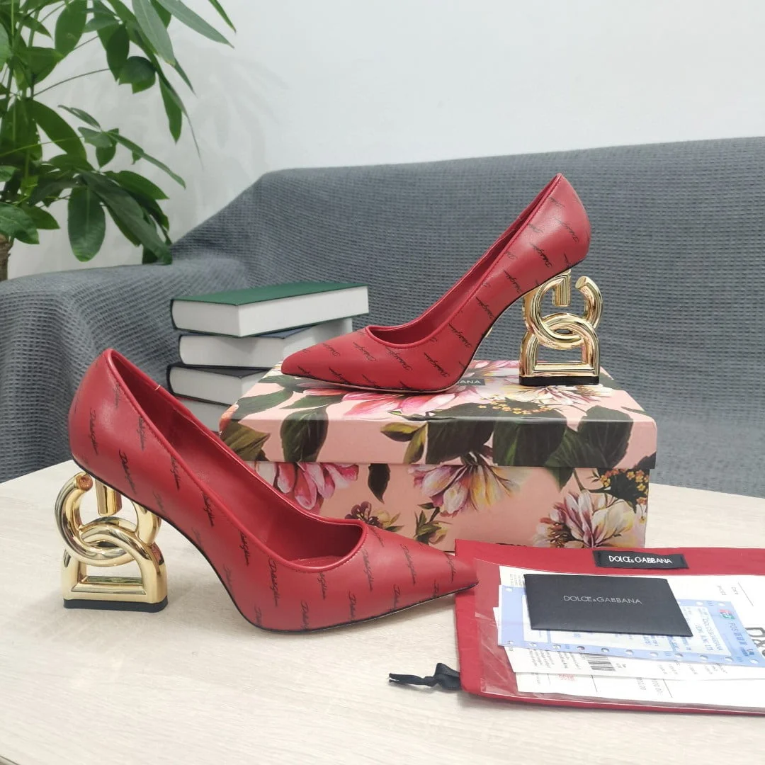 (1:1 replica) Dolce Gabbana Patent Pumps With 3.5 Heel Red For Women DG Shoes