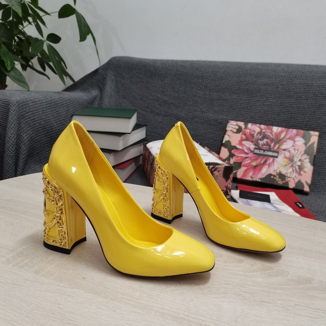 (1:1 replica) Dolce Gabbana Nappa Pumps Yellow For Women DG Shoes
