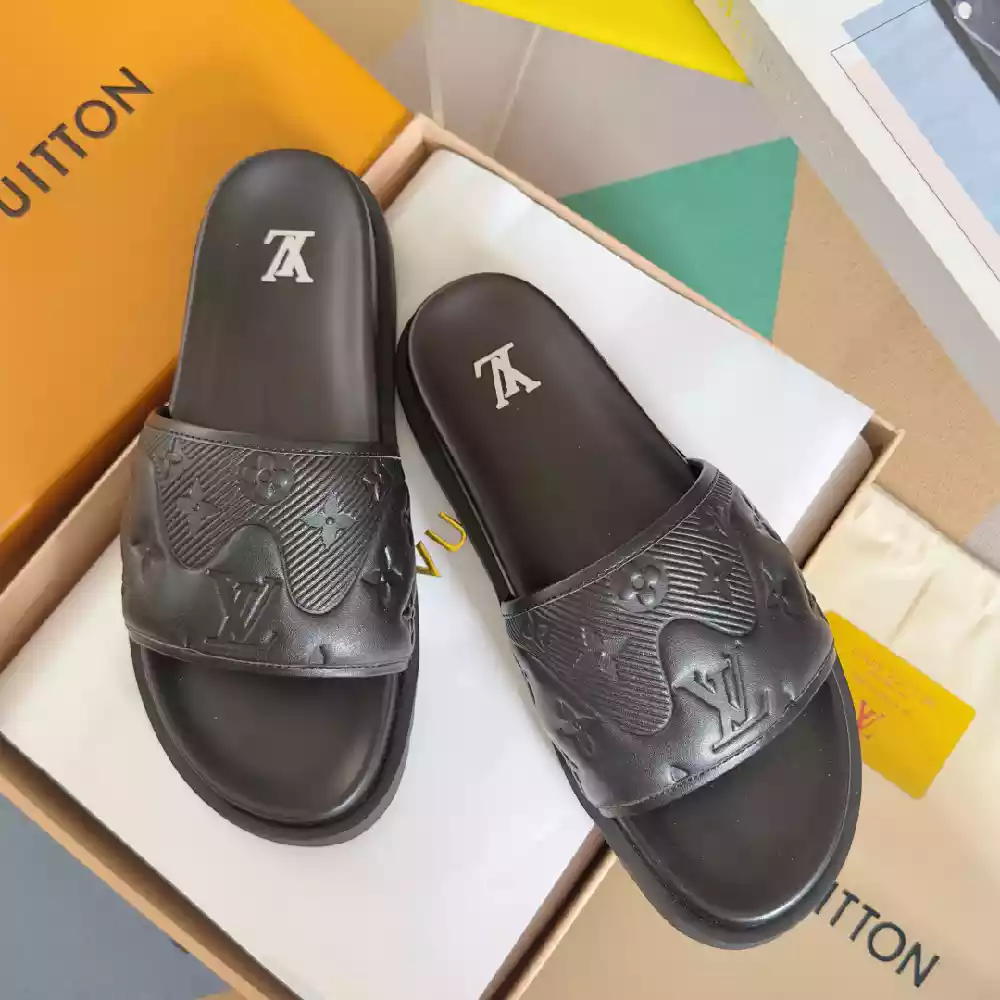 (1:1 replica) LOUIS VUITTON PALM LEATHER PREMIUM SLIDE LVSD056