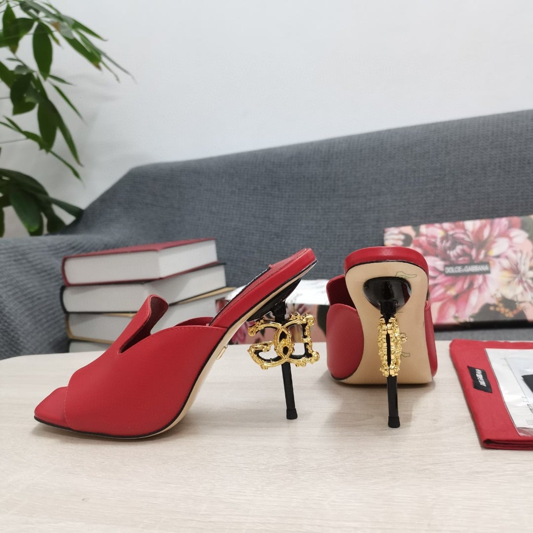 (1:1 replica) Dolce Gabbana Lguana-Print Mules Red For Women DG Shoes