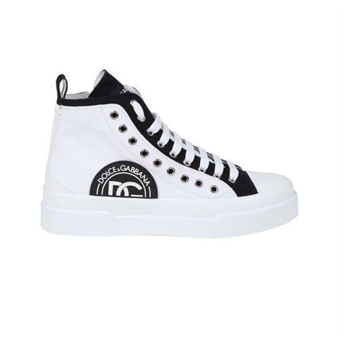 (1:1 replica) DOLCE GABBANA QUILTED TWO-TONE NYLON PORTOFINO LIGHT MID-TOP SNEAKERS IN WHITE – DG015