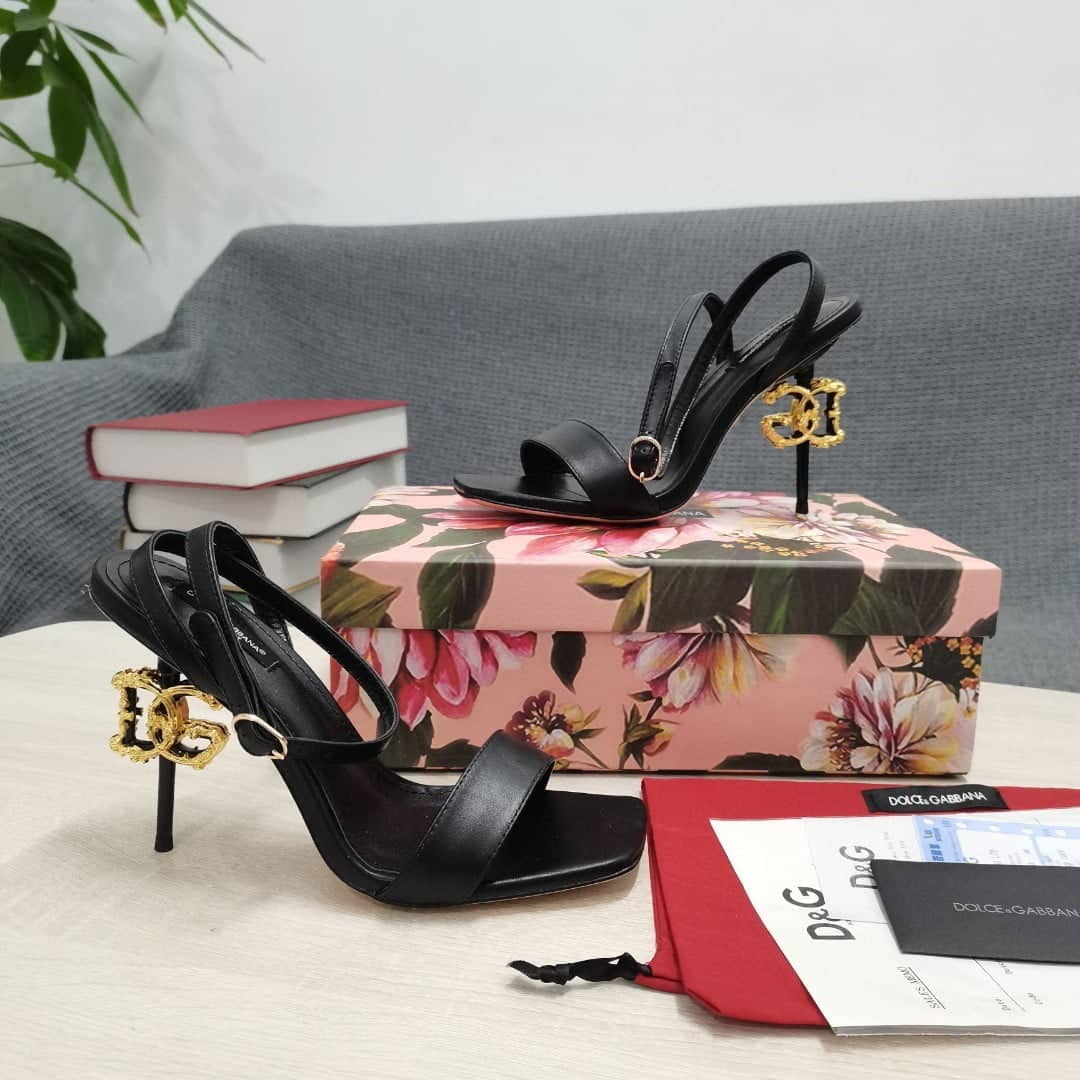 (1:1 replica) Dolce Gabbana Patent Sandals Black For Women DG Shoes