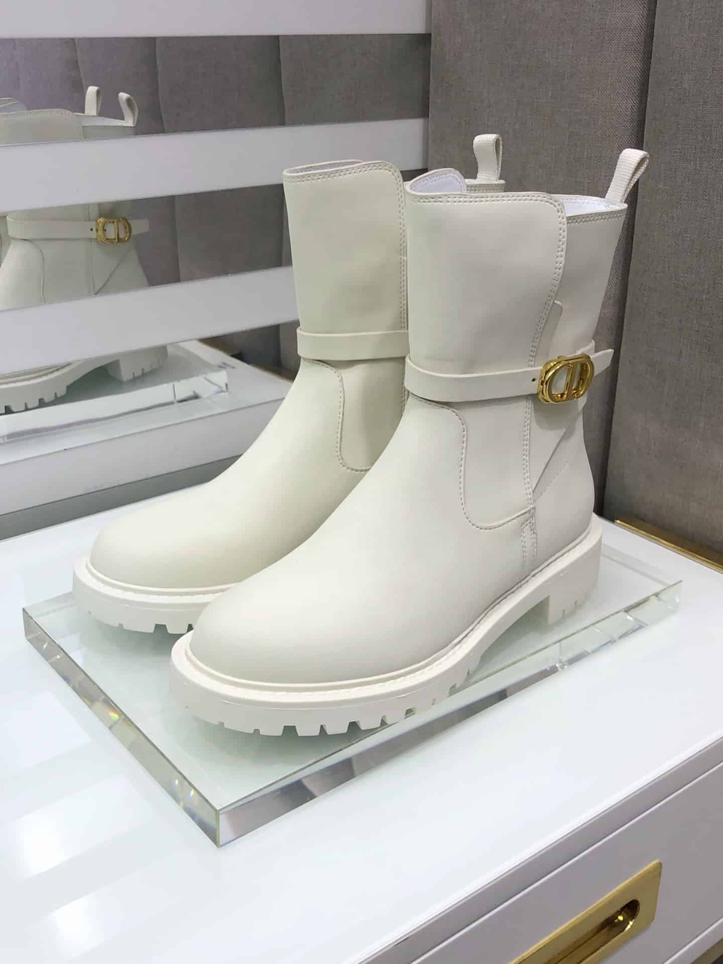 (1:1 replica) Christian Dior Women s Dior Empreinte Ankle Boot White For Women CD
