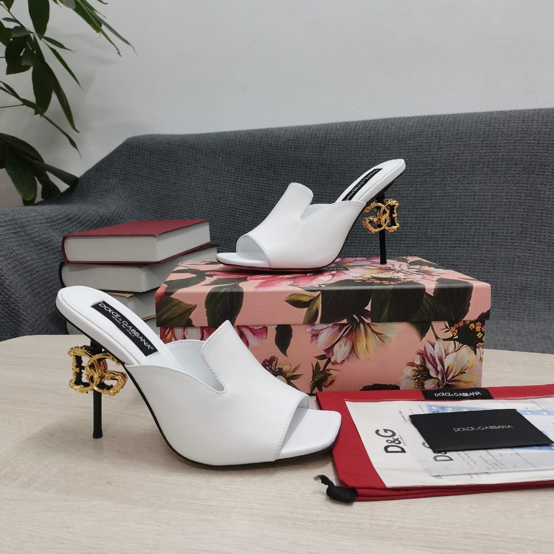 (1:1 replica) Dolce Gabbana Lguana-Print Mules White For Women DG Shoes