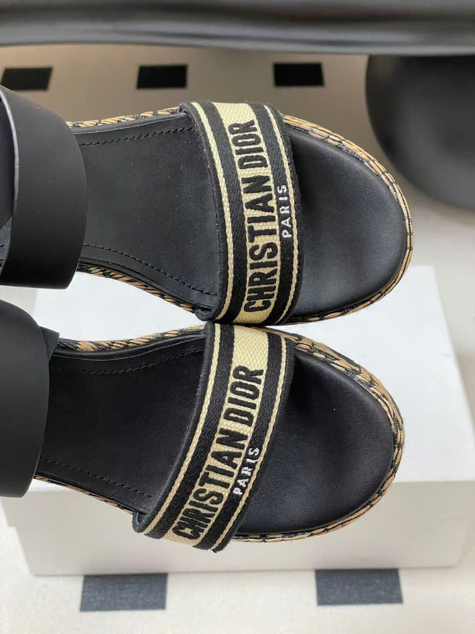 (1:1 replica) Christian Dior Graphic Cannage Wedge Sandals 7cm