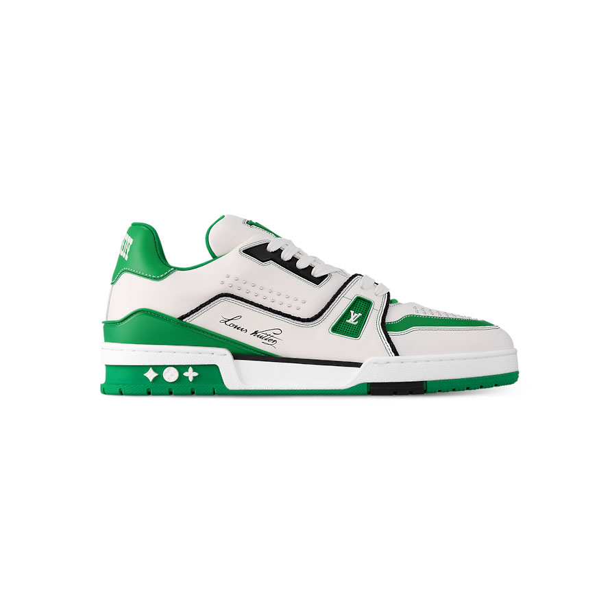 (1:1 replica) Louis Vuitton Trainer White Green Low Sneaker LVS204