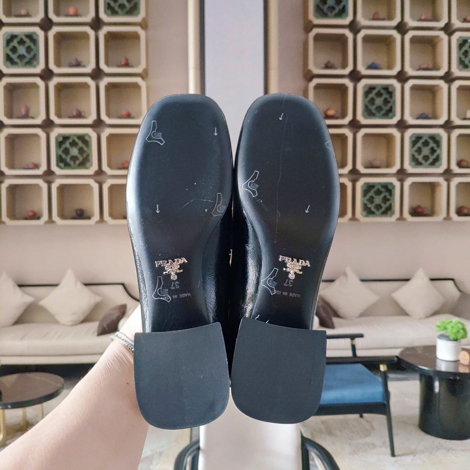 (1:1 replica) Prada Patent Loafers Black For Women 1.8in/45mm PRD 1D763M_069_F0002_F_045