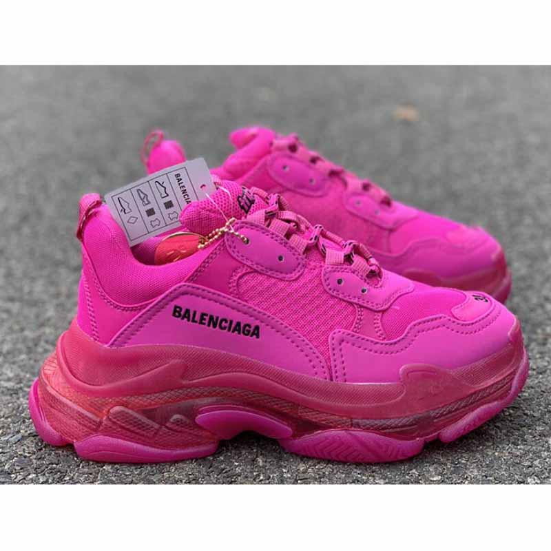 (1:1 replica) Balenciaga Triple S Clear Sole Trainers in Rose Red Pink