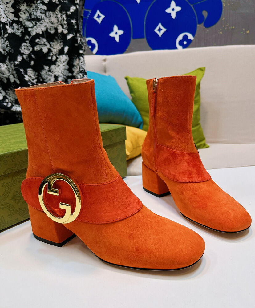 (1:1 replica) Gucci Women s Blondie Ankle Boot 700016 Orange
