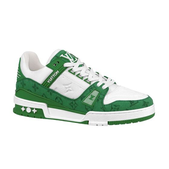 (1:1 replica) LOUIS VUITTON TRAINER MONOGRAM DENIM WHITE GREEN LVS001