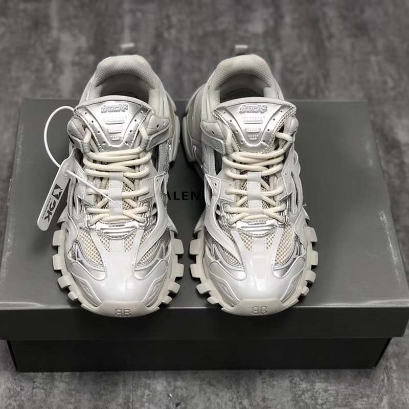 (1:1 replica) Balenciaga Track 2 Logo Detailed Metallic Mesh and Rubber Sneaker