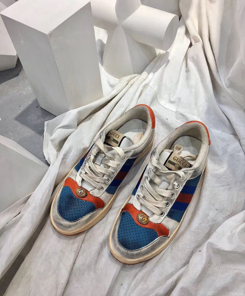 (1:1 replica) Gucci Women s Screener leather sneaker 546163 Blue