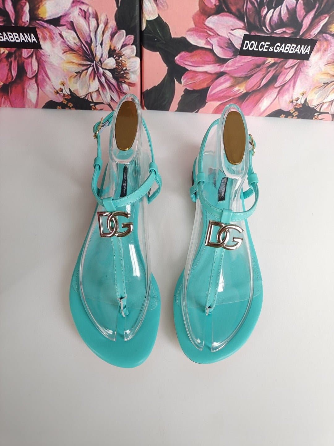 (1:1 replica) Dolce Gabbana Nappa DG Sandals Jade Green For Women DG Shoes