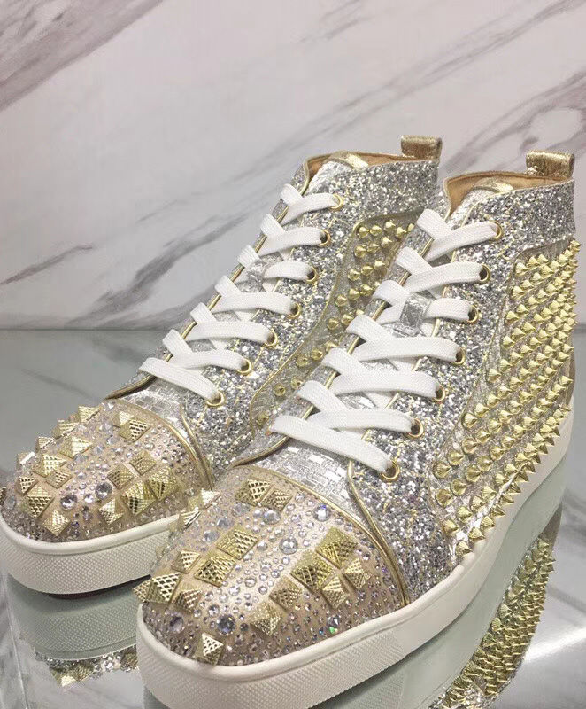 (1:1 replica) Christian Louboutin Men s Louis Strass Flat Golden
