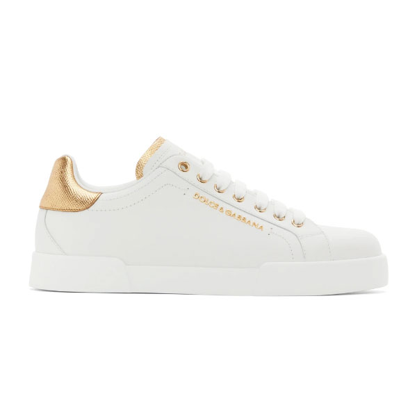 (1:1 replica) DOLCE GABBANA WHITE AND GOLD PORTOFINO SNEAKERS – DG035