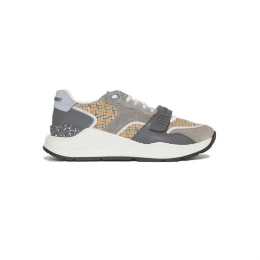 (1:1 replica) BURBERRY CHECK, SUEDE AND LEATHER SNEAKERS BBR010