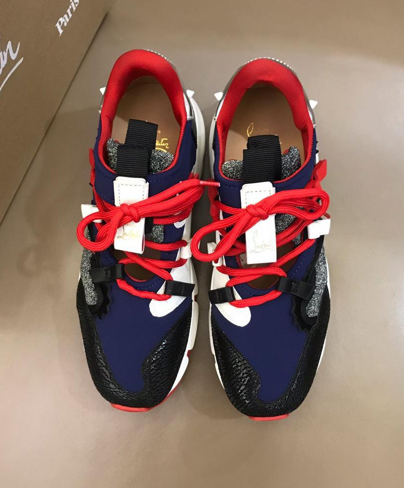(1:1 replica) Christian Louboutin Men s Red Runner Sneaker Blue