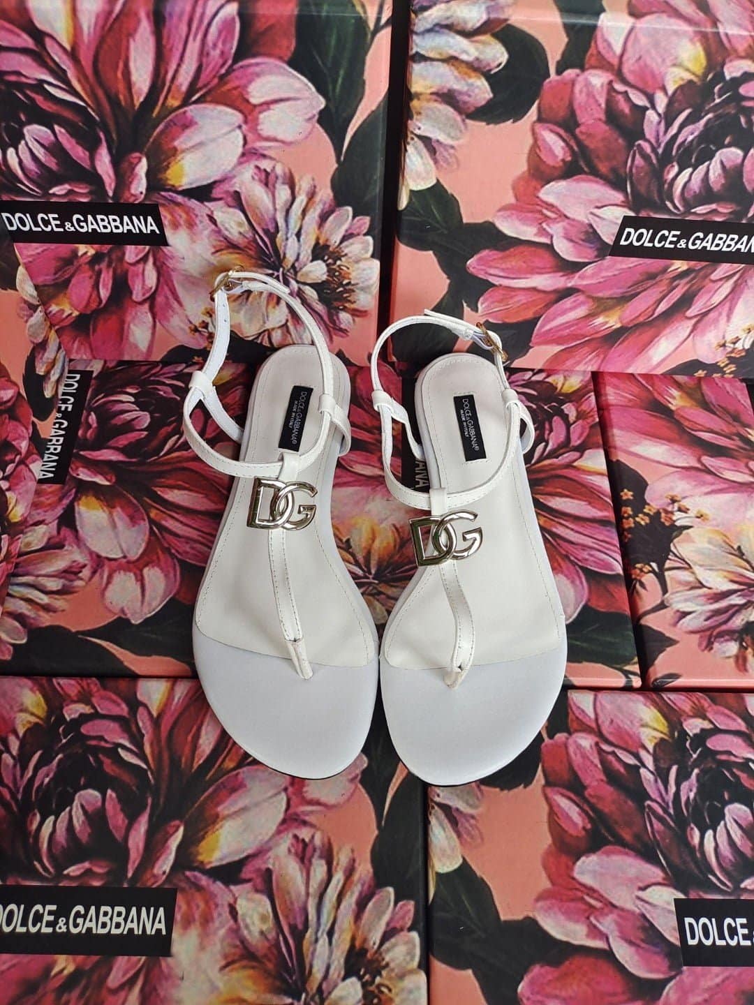 (1:1 replica) Dolce Gabbana Nappa DG Sandals White For Women DG Shoes