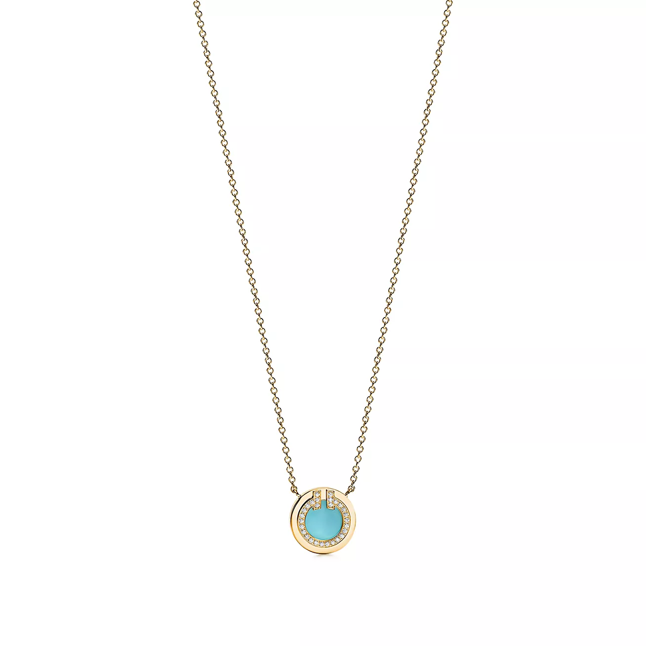 Tiffany T Diamond and Turquoise Circle Pendant (1:1 replica)
