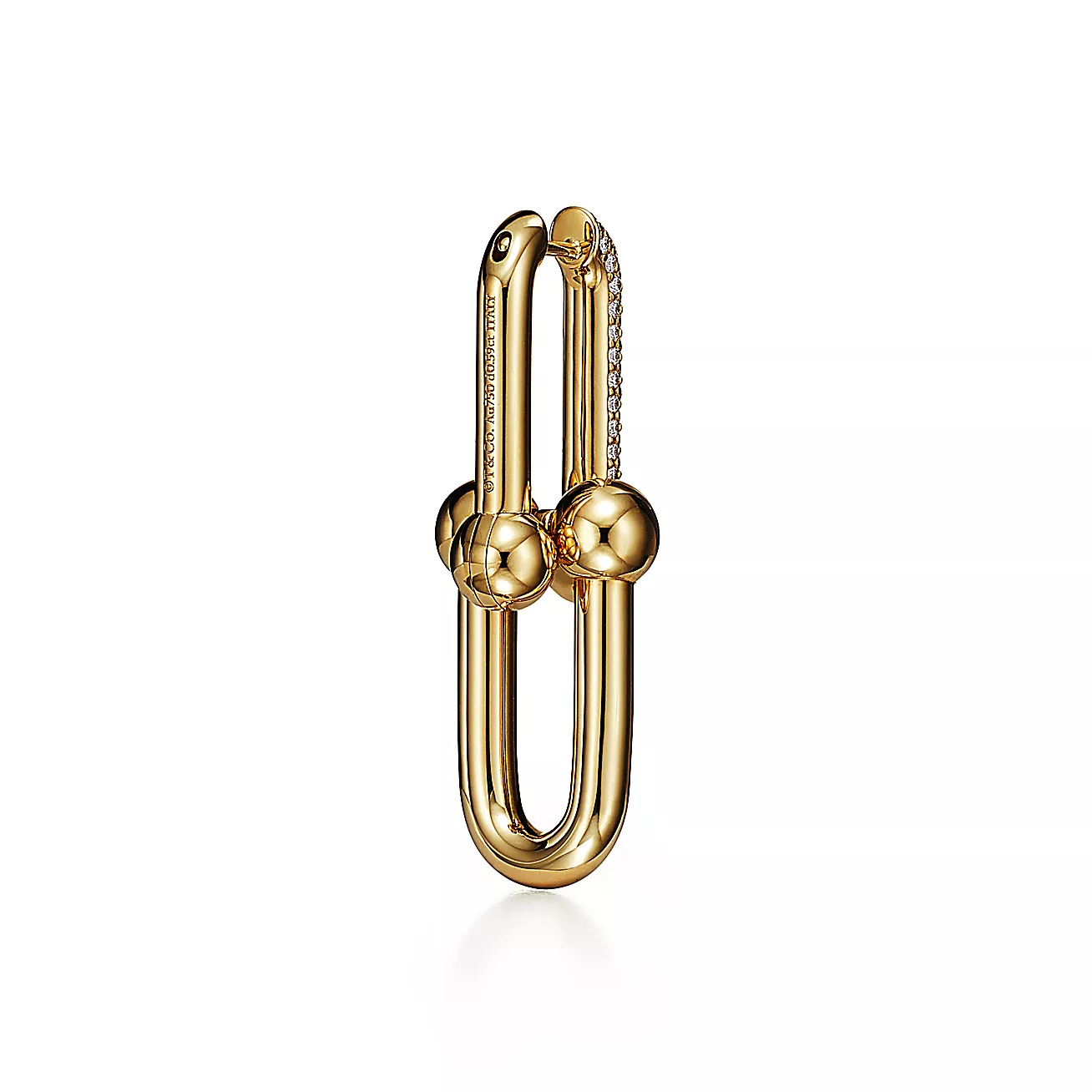 Tiffany HardWear Large Link Earrings in Yellow Gold with Pavé Diamonds (1:1 replica)