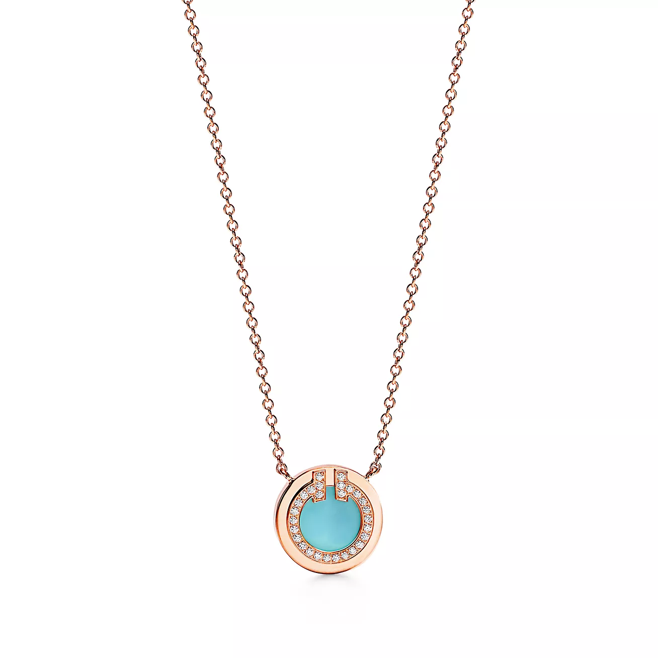 Tiffany T Diamond and Turquoise Circle Pendant (1:1 replica)