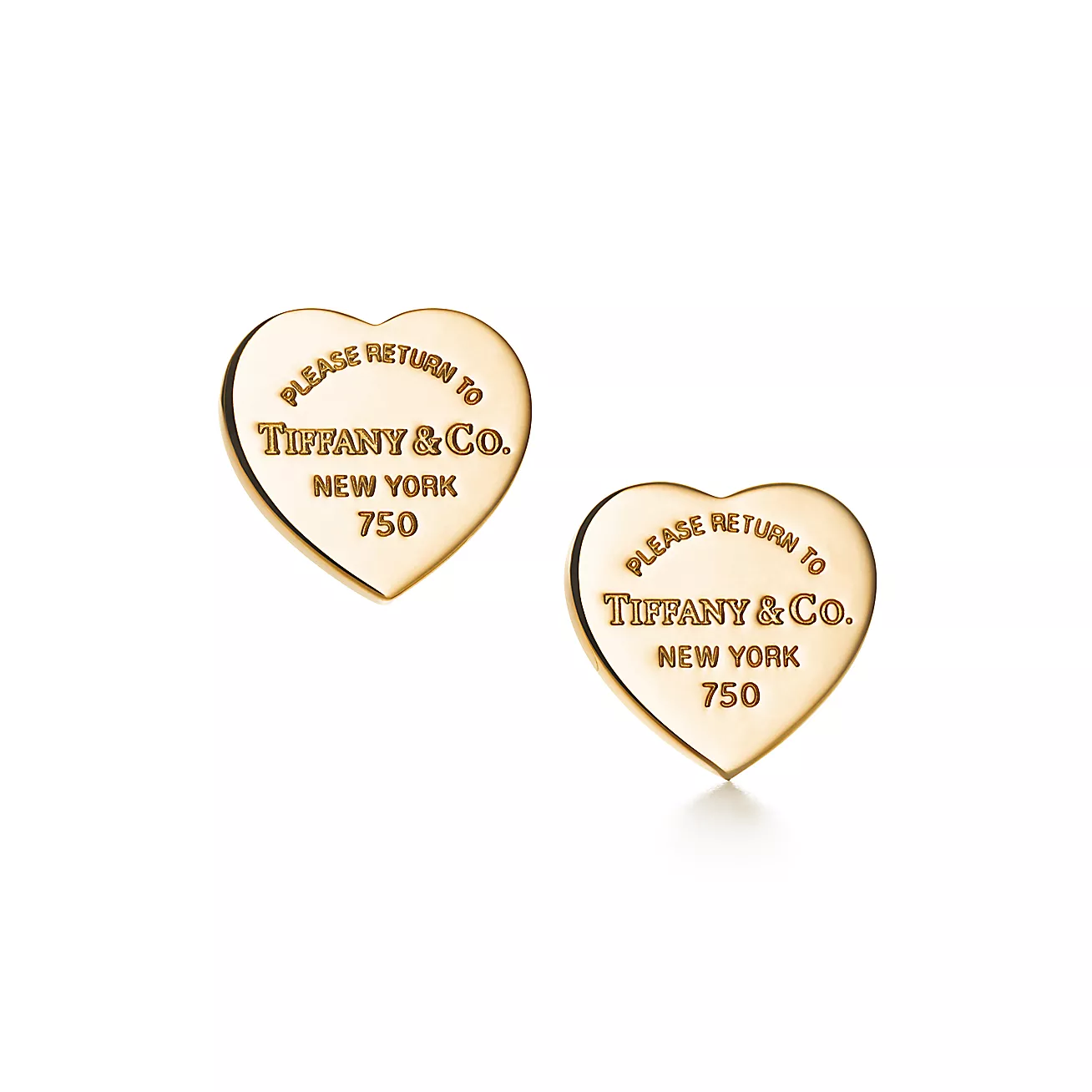Return to Tiffany® Heart Tag Stud Earrings in Yellow Gold, Mini (1:1 replica)