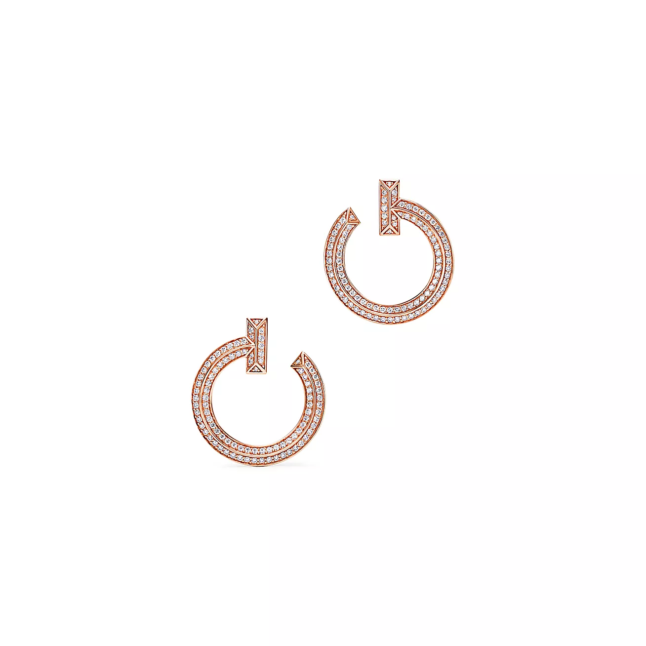 Tiffany T T1 Open Hoop Earrings in Rose Gold with Diamonds (1:1 replica)