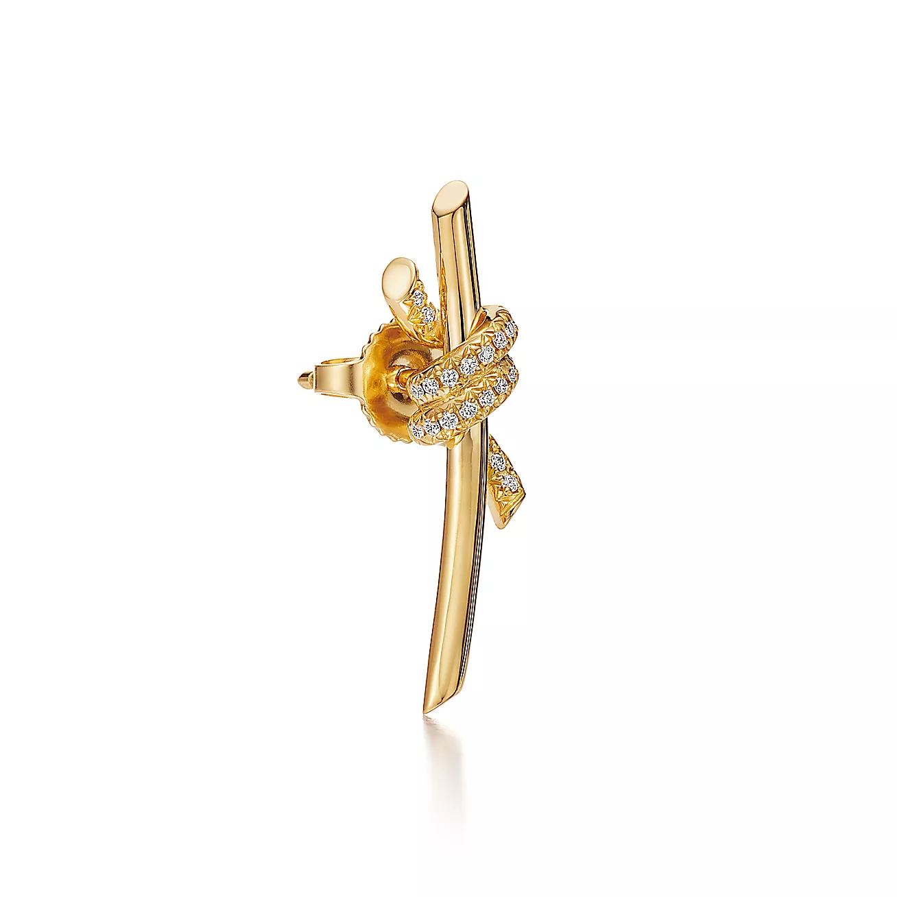 Tiffany Knot Earrings in Yellow Gold with Diamonds (1:1 replica)