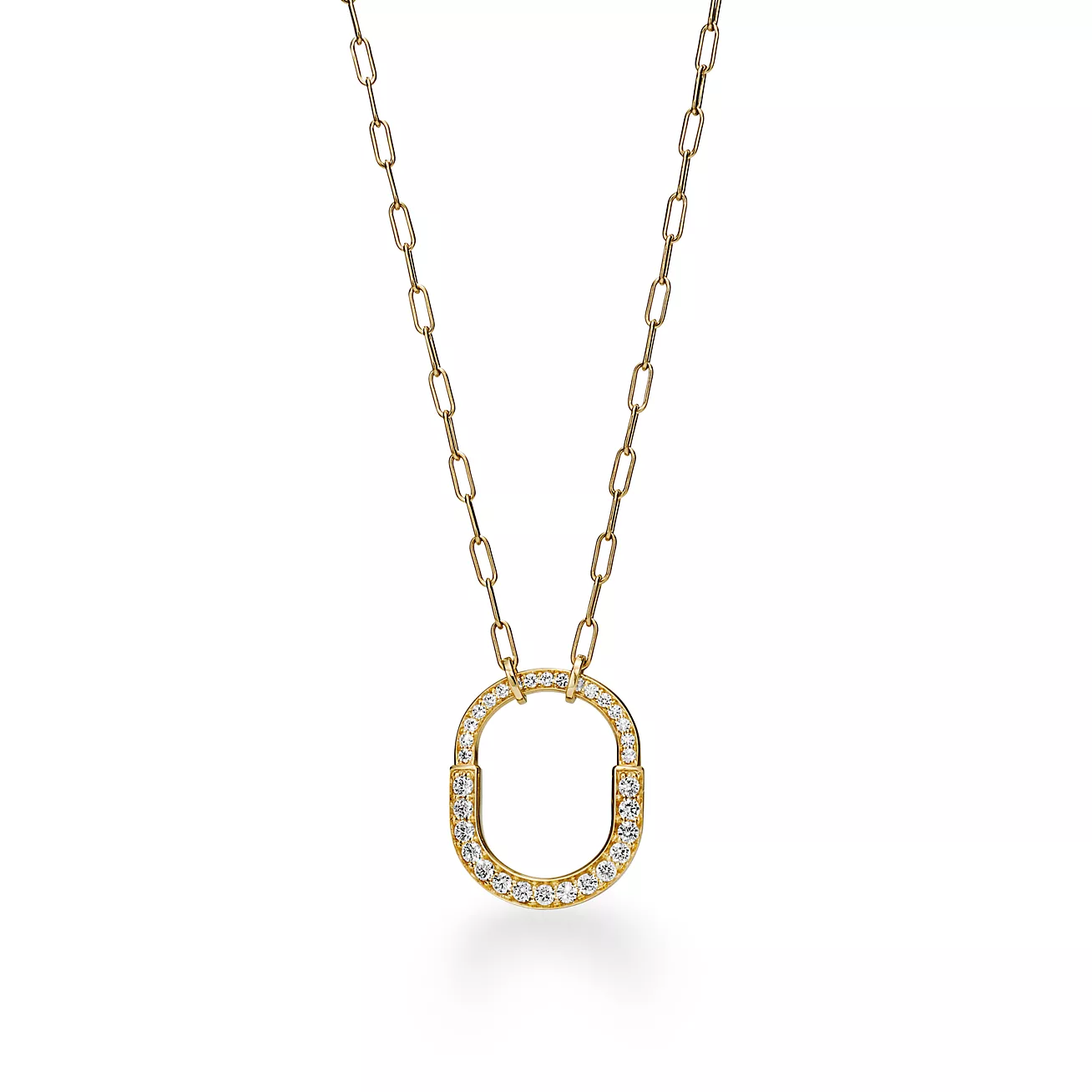 Tiffany Lock Pendant in Yellow Gold with Pavé Diamonds, Medium (1:1 replica)