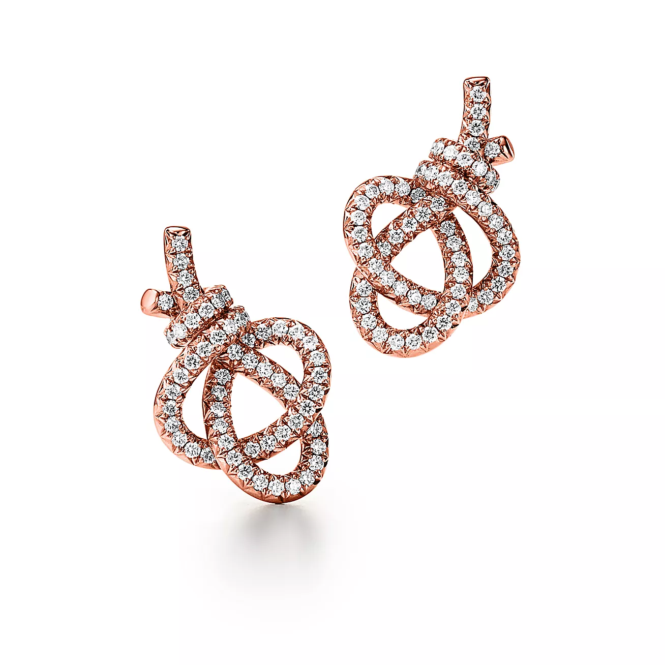 Tiffany Knot Stud Earrings in Rose Gold with Diamonds (1:1 replica)