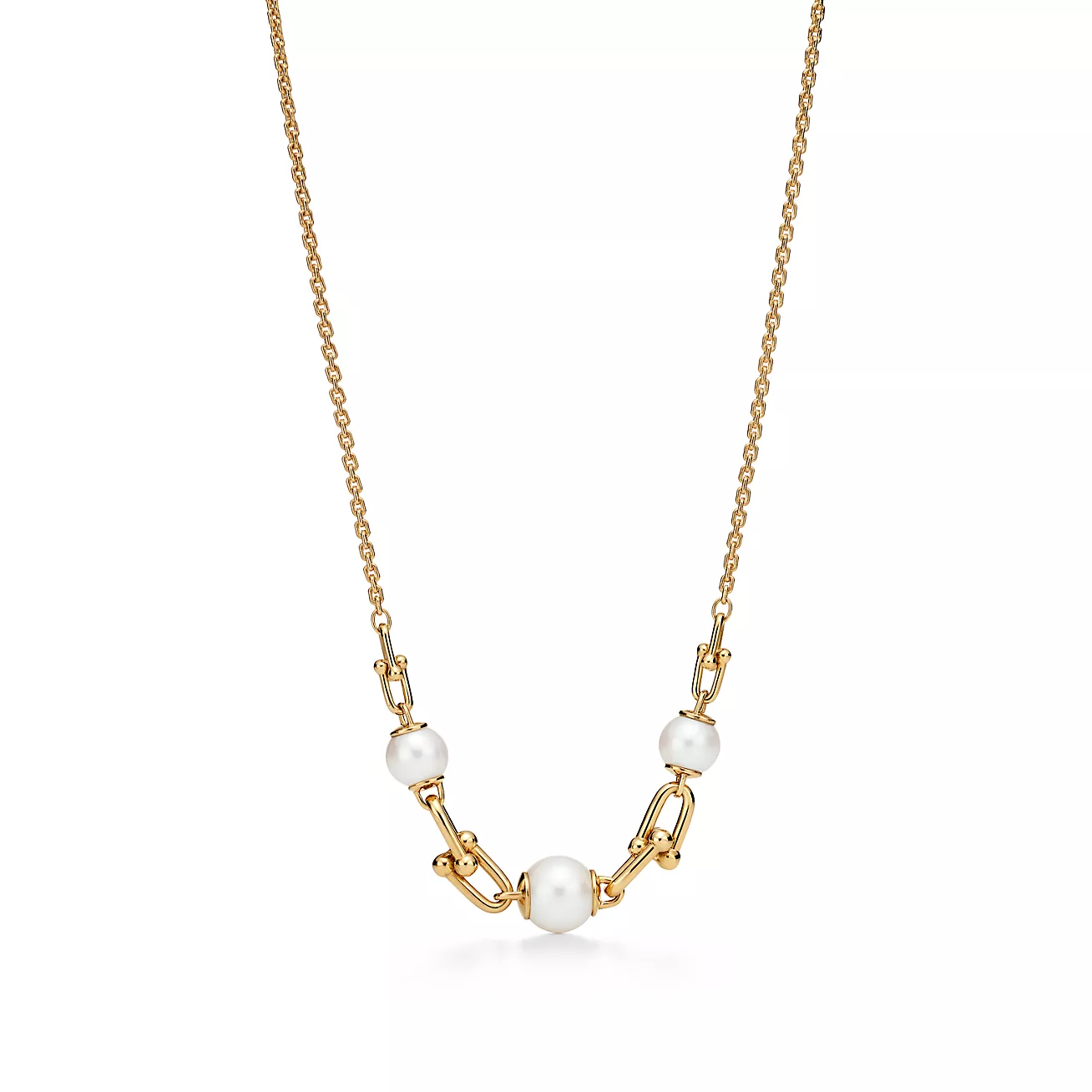 Tiffany HardWear Link Necklace in Yellow Gold with Freshwater Pearls (1:1 replica)