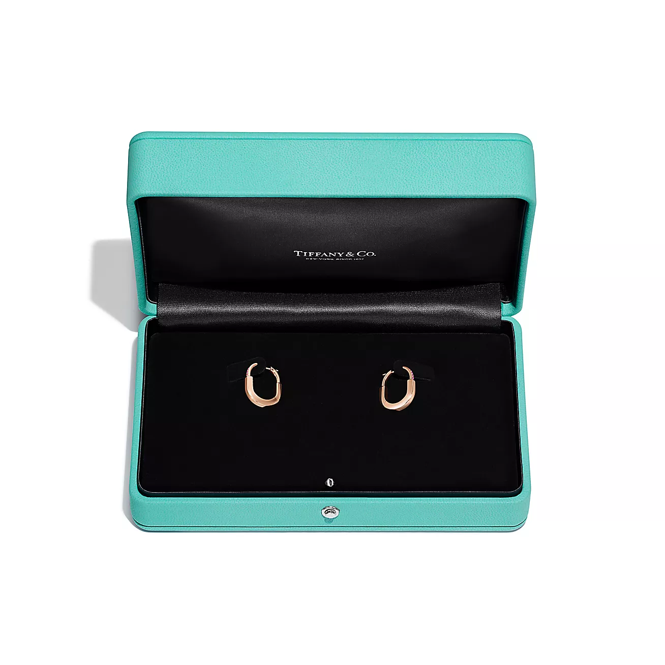 Tiffany Lock Small Earrings in Rose Gold with Pink Sapphires (1:1 replica)