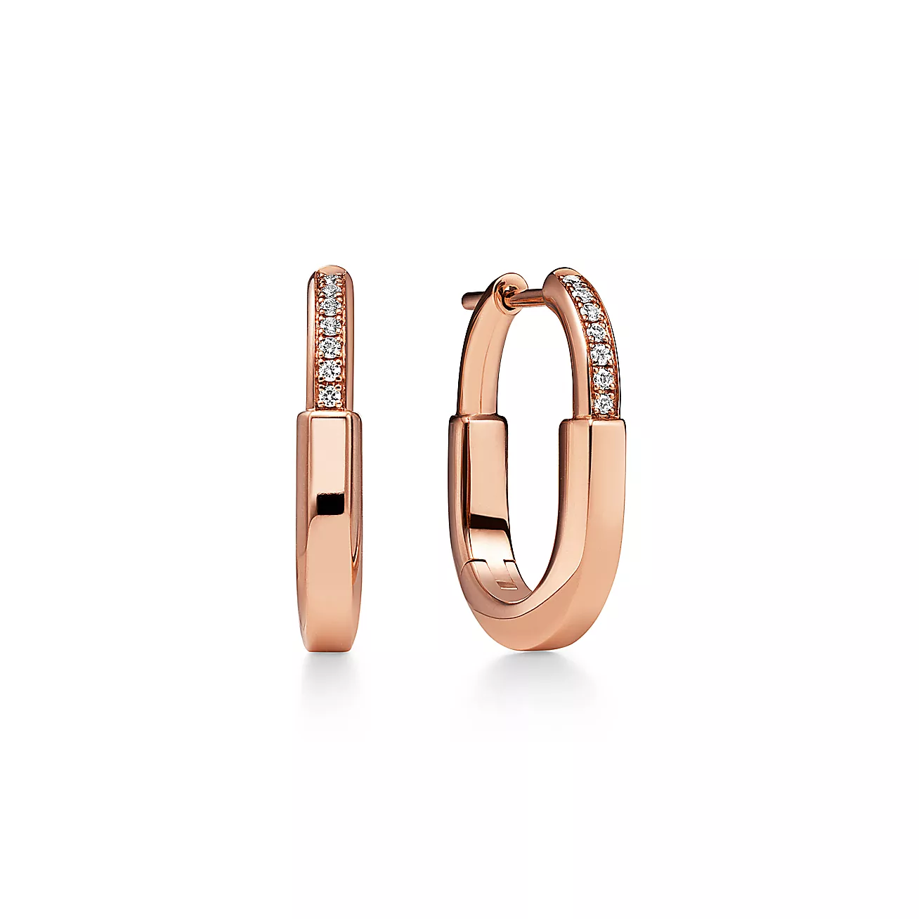 Tiffany Lock Small Earrings in Rose Gold with Diamonds (1:1 replica)