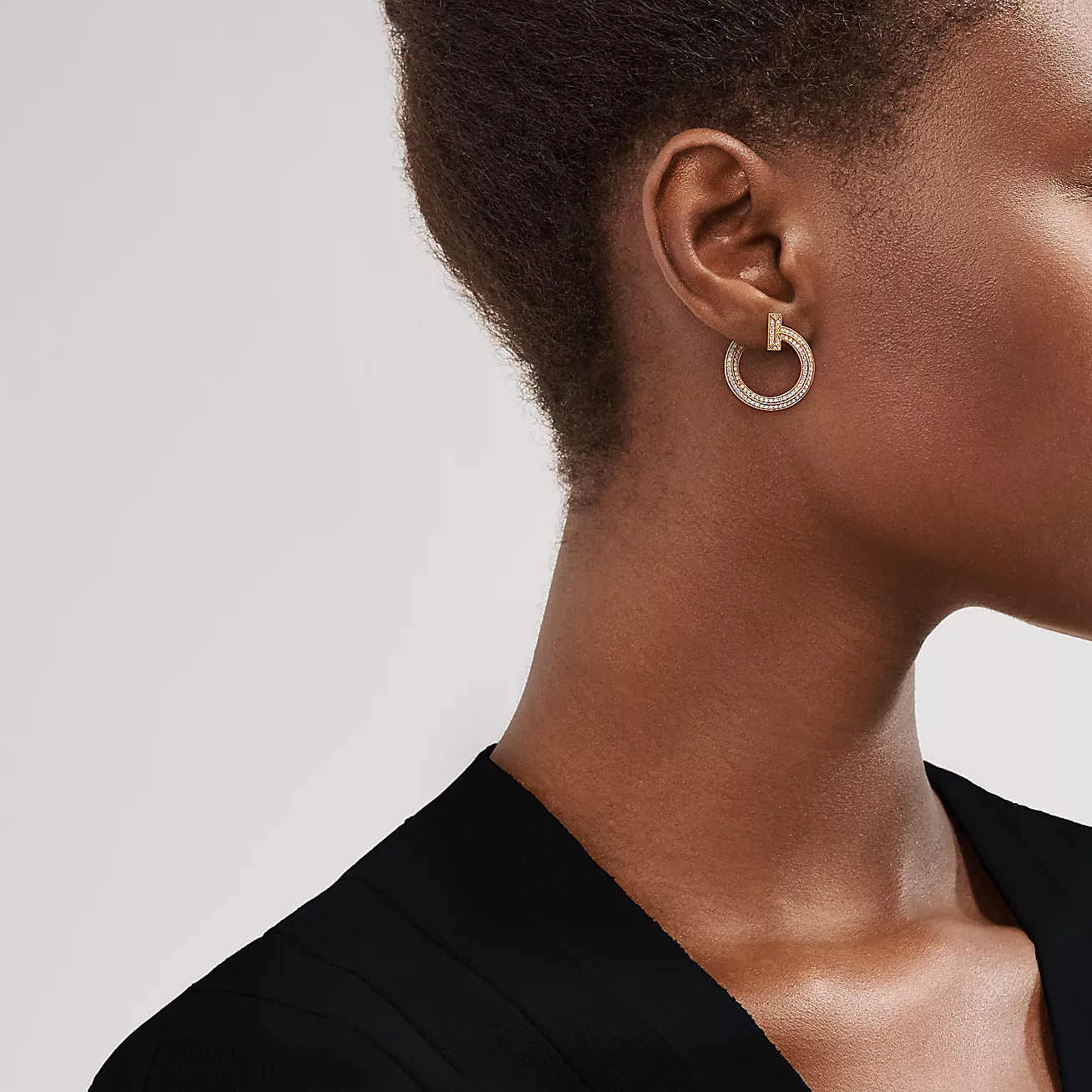 Tiffany T T1 Open Hoop Earrings in Gold with Diamonds (1:1 replica)