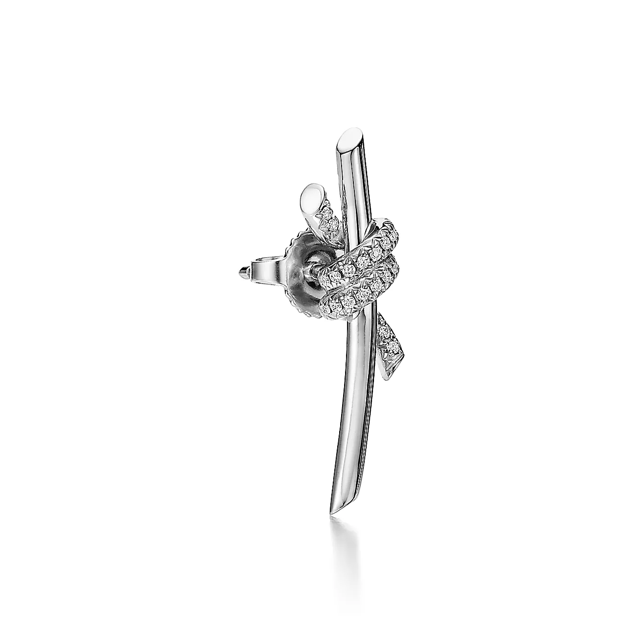 Tiffany Knot Earrings in White Gold with Diamonds (1:1 replica)