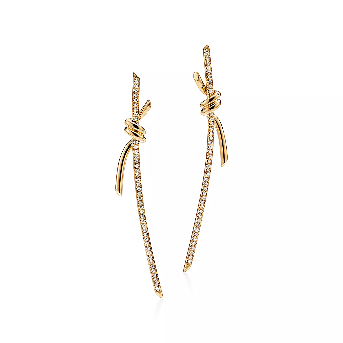 Tiffany Knot Drop Earrings in Yellow Gold with Diamonds (1:1 replica)