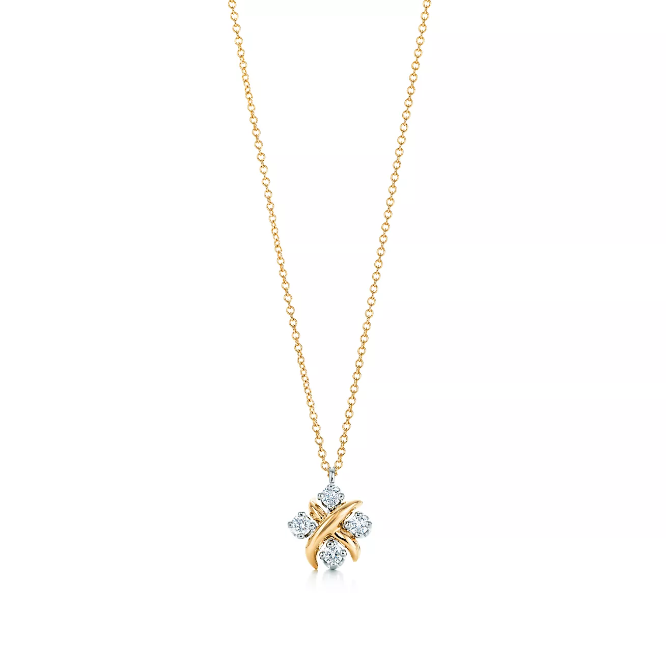 Sixteen Stone by Tiffany Pendant in Yellow Gold and Platinum with Diamonds (1:1 replica)